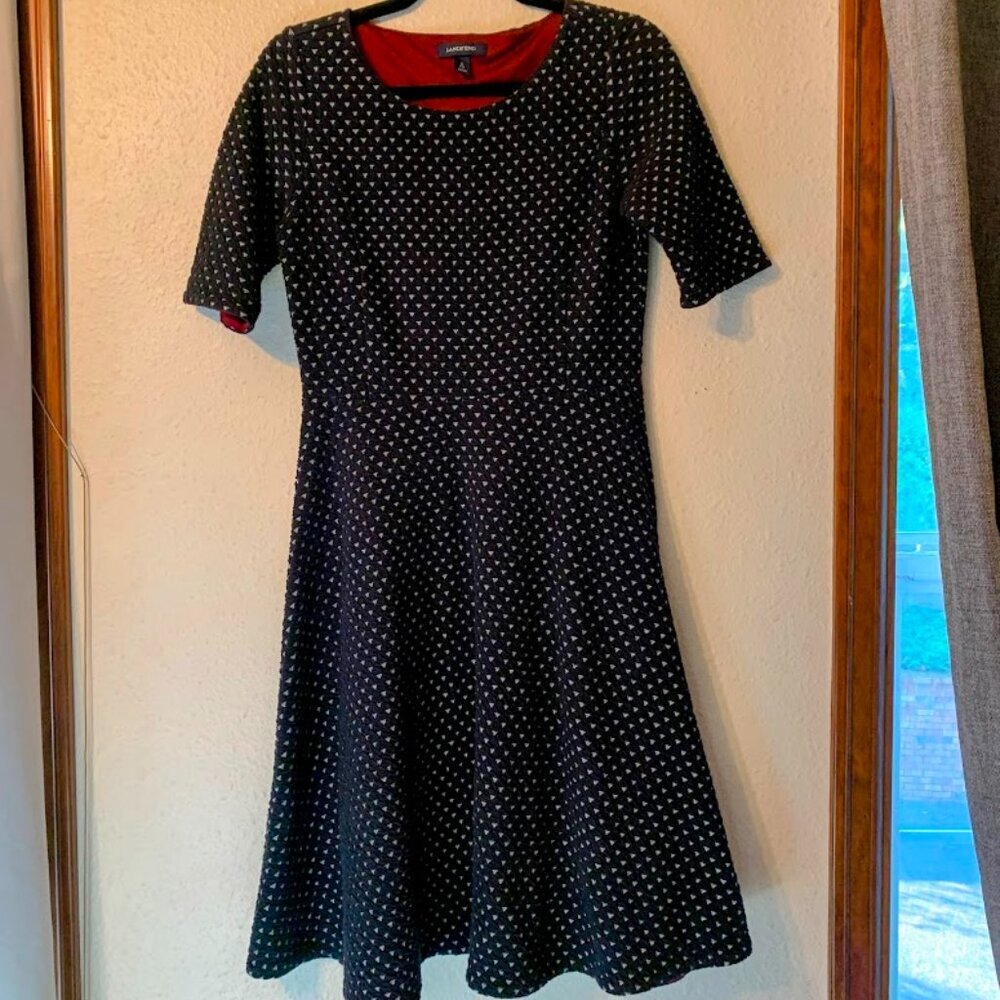 Lands' End Textured Dress - Black and White - Size S (6-8)